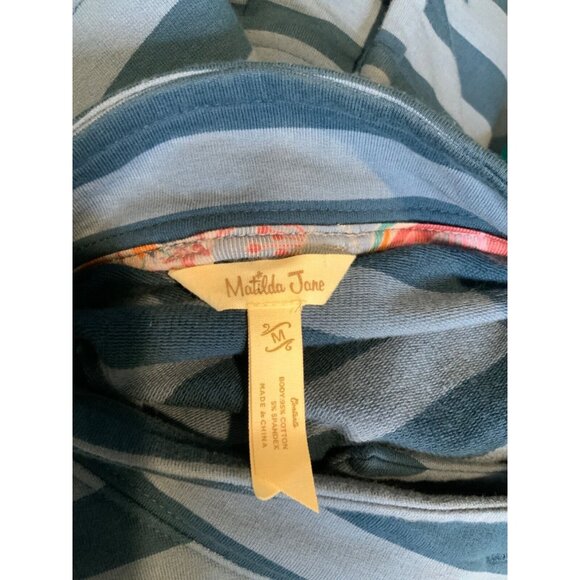 Matilda Jane Blue Striped High Neck Button-Up Jacket, Size M - Picture 5 of 5